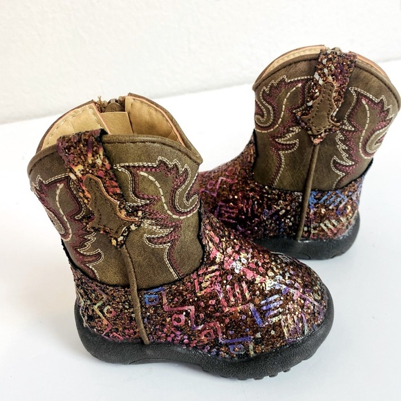 Roper Cowbabies Glitter Aztec Boot Size 3 - Picture 1 of 6